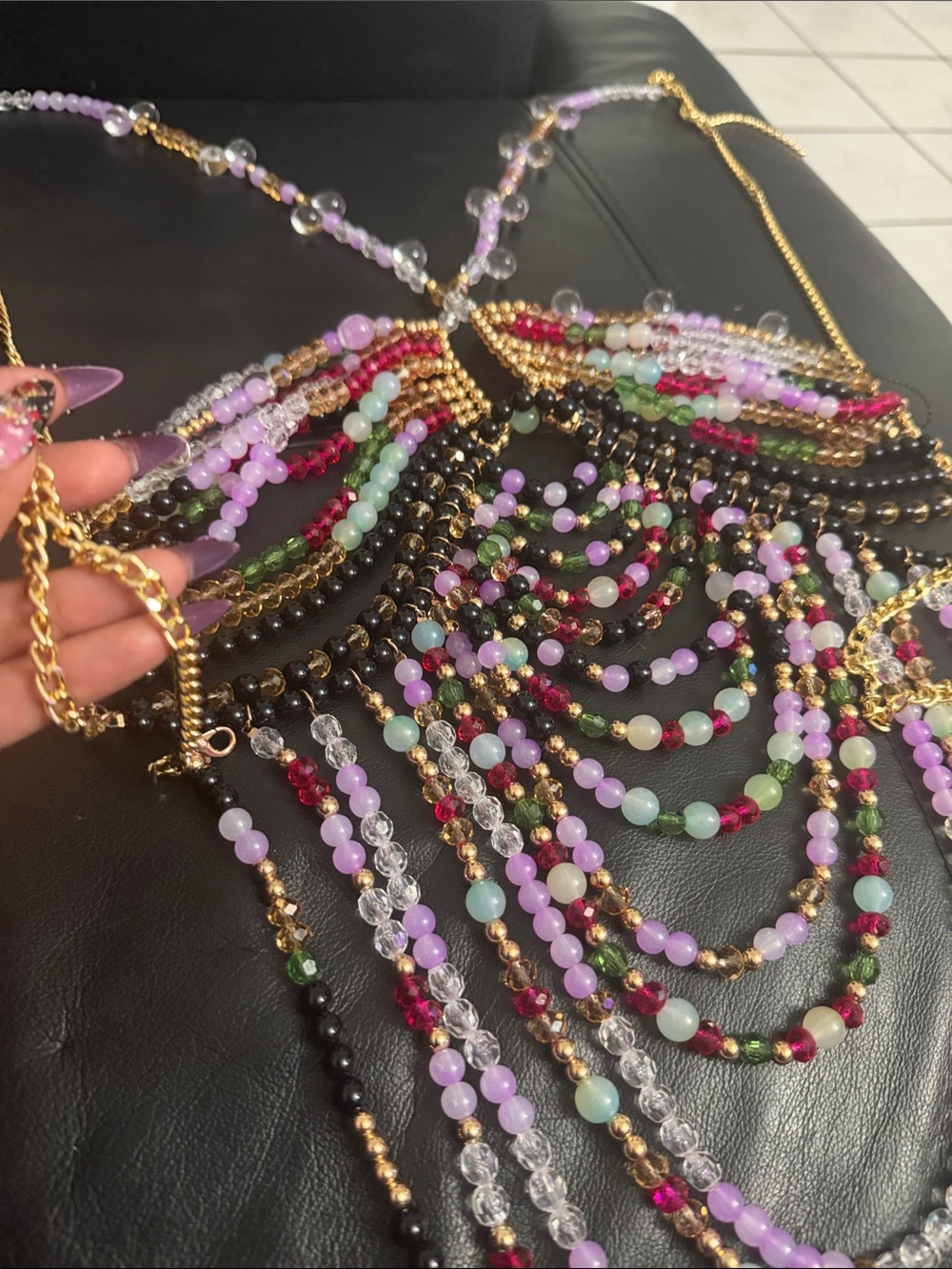 Beaded Multi-Color Chain Crop Top - Picture 4 of 4